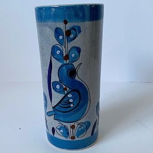 Tonala Mexico Pottery Cylindrical Vase Handcrafted Vintage Collectible